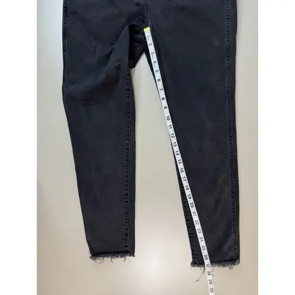 Madewell Women’s 10” High Rise Skinny Jeans Size 32 Black Wash Button Front Fray - Picture 7 of 15